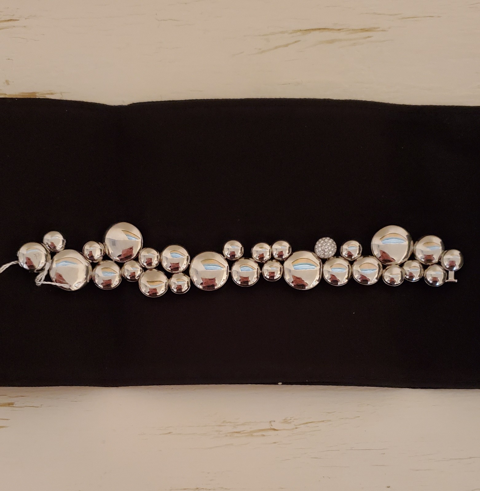 Calvin Klein Bubble Sphere Open Cuff Bracelet – Silver Tone (Model KJ04AB09010S)