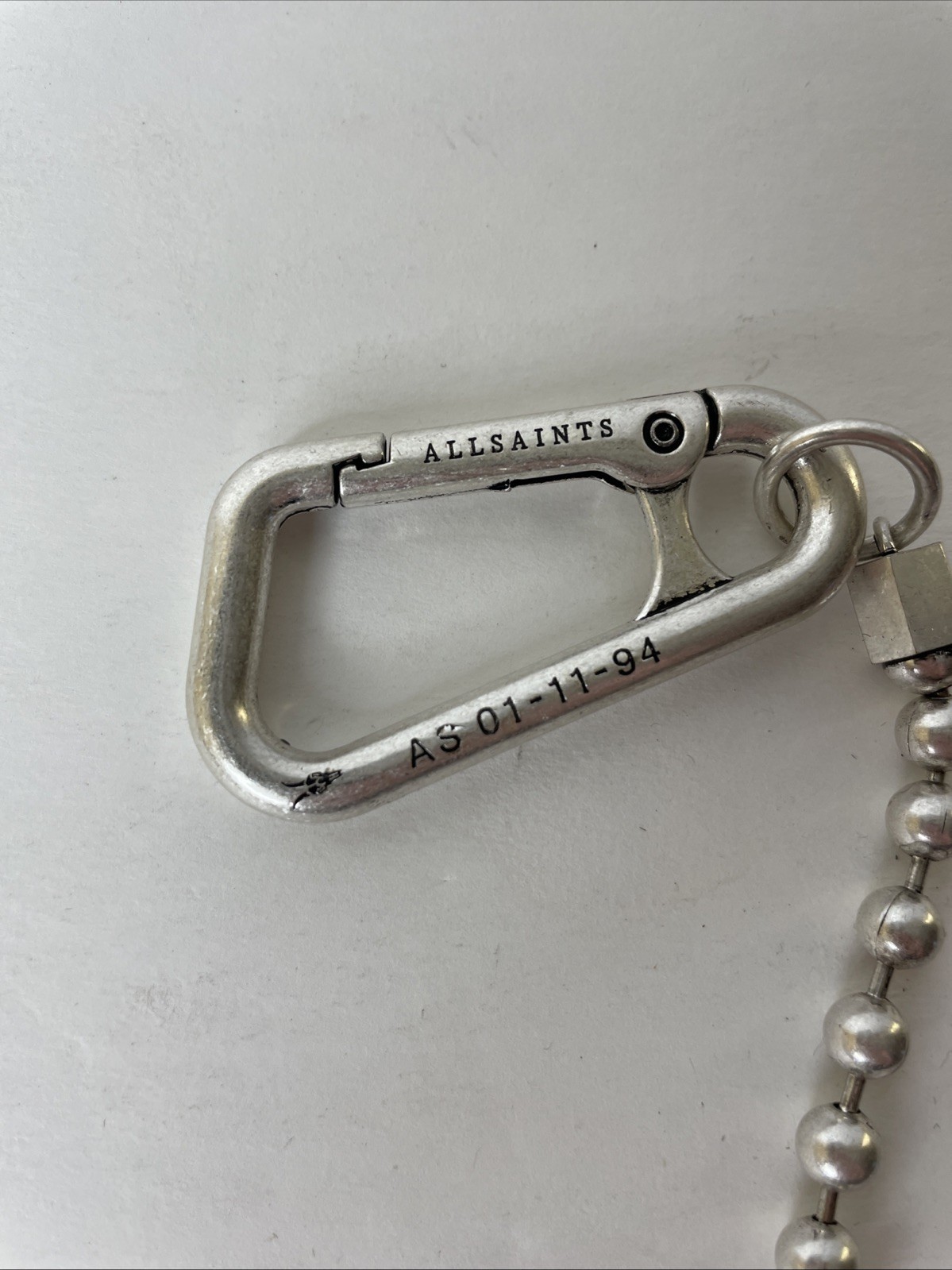 AllSaints Otto Warm Silver-tone Ball Belt Chain 26” With Velvet Pouch – Sold Out