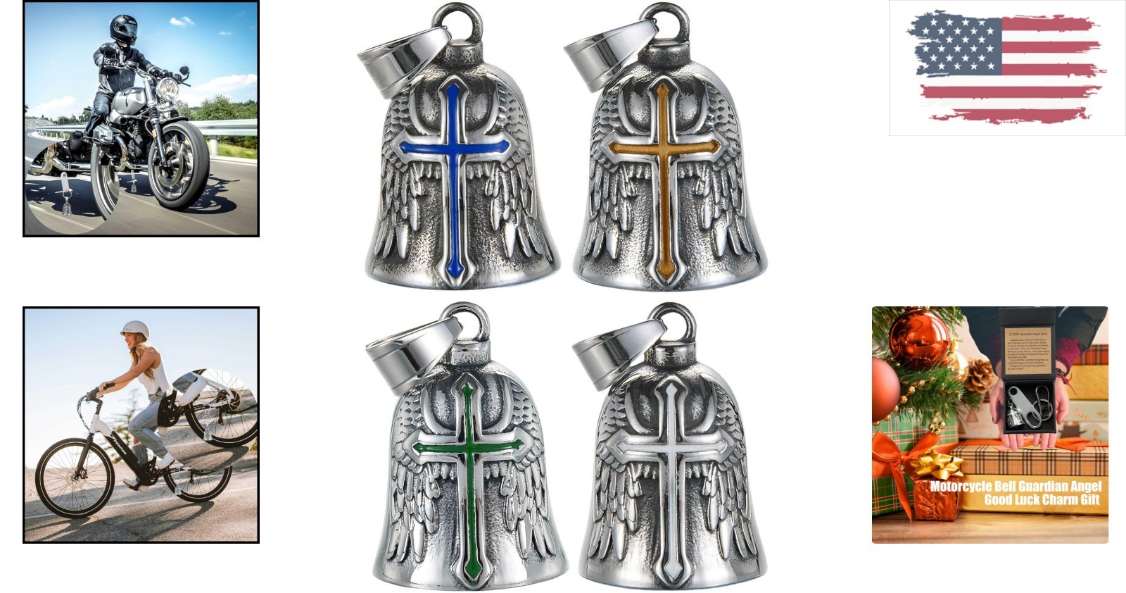 Weather-Resistant Motorcycle Bell Guardian Angel Charm – Perfect Gift with Box