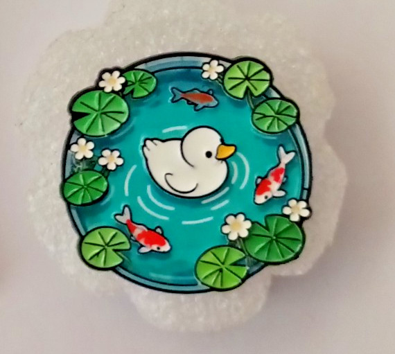 DUCK IN A POND-PIN-2 OR MORE PINS $5.49 SHIPN-SPEND $20 OR MORE SHIPN IS FREE