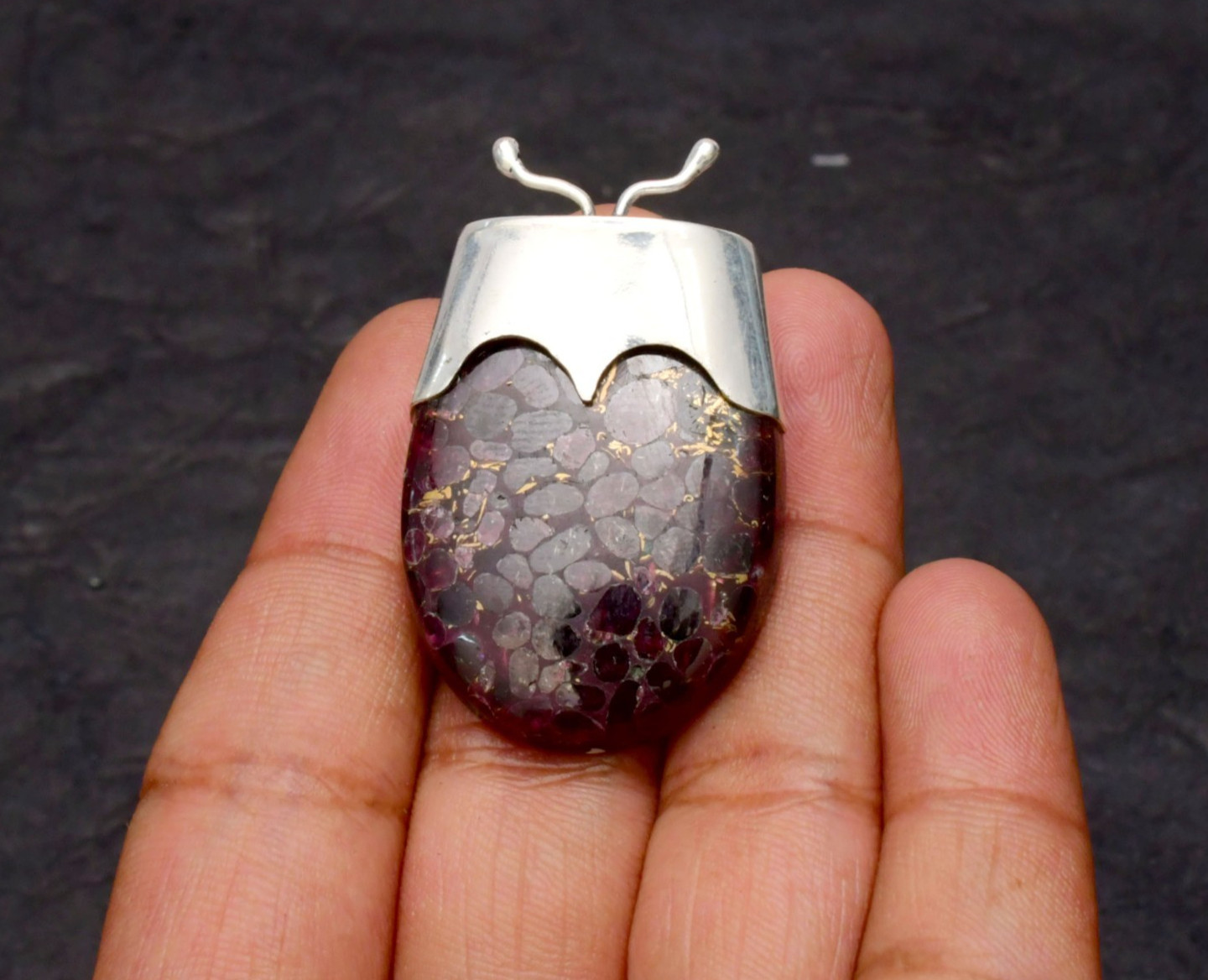Copper Garnet Gemstone 925 Sterling Silver Jewelry Pendant 1-2″