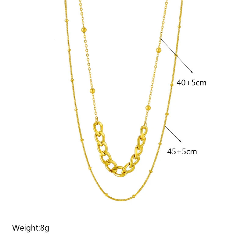 Ball Bead Chain Necklace 316L Stainless Steel Imitation Pearl Women Jewelry