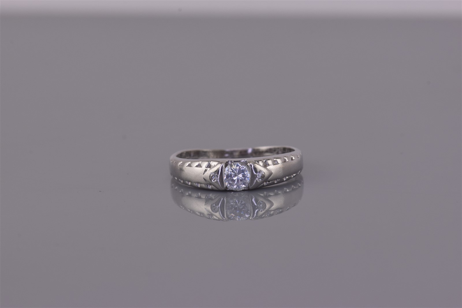 Sterling Silver Tension Set Cubic Zirconia Accented Collar Band Ring 925 Sz: 6