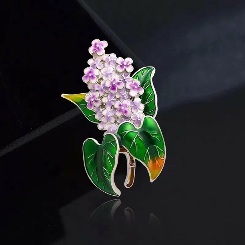 ZARD Lilac Flower Brooch Pin in Enamel