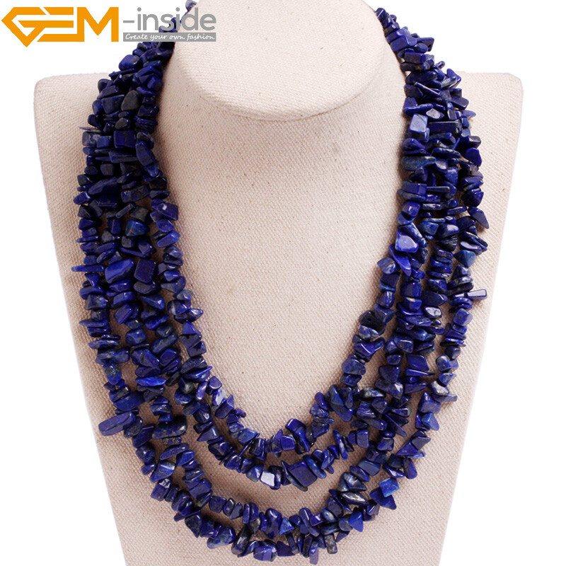 Handmade Multi-Strands Chips Cluster Statement Beaded Long Necklace 17-20 Inch