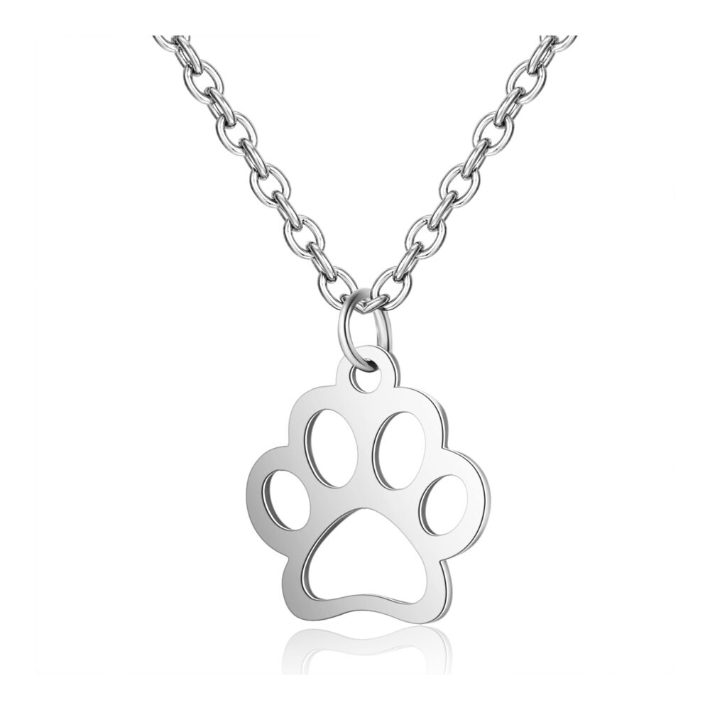 304 Stainless Steel Pendant Necklace Dog’s Paw Stainless Steel 16″ 1mm A407