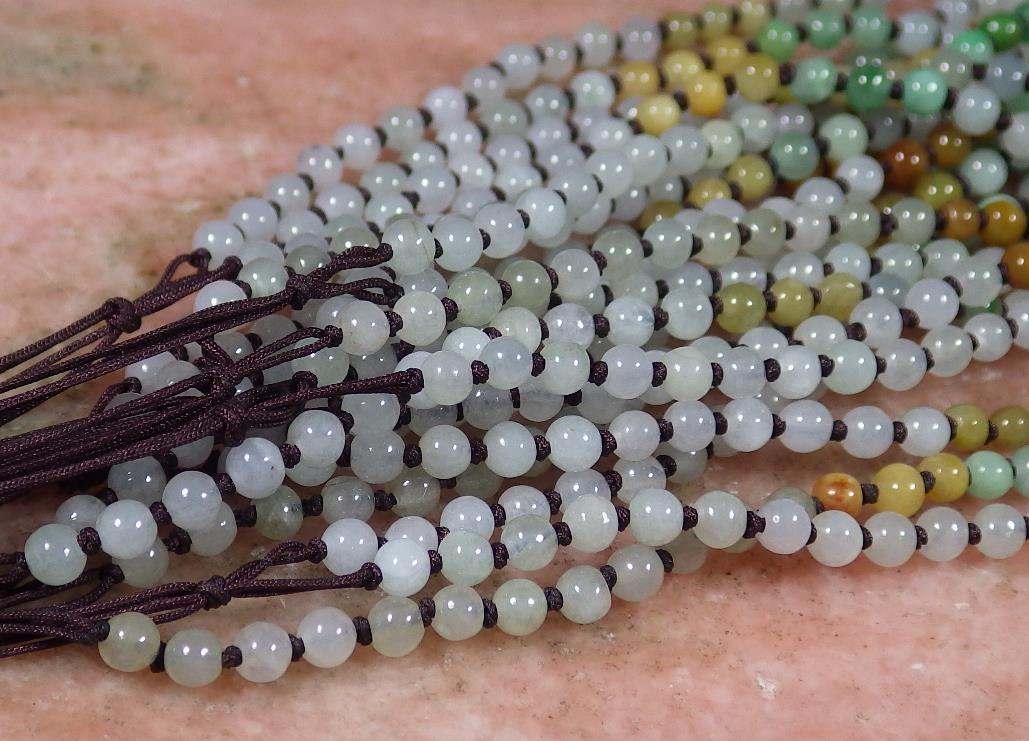 1Pcs ICY Green Yellow White A JADE Jadeite Bead beads Necklace 21 inch 101296
