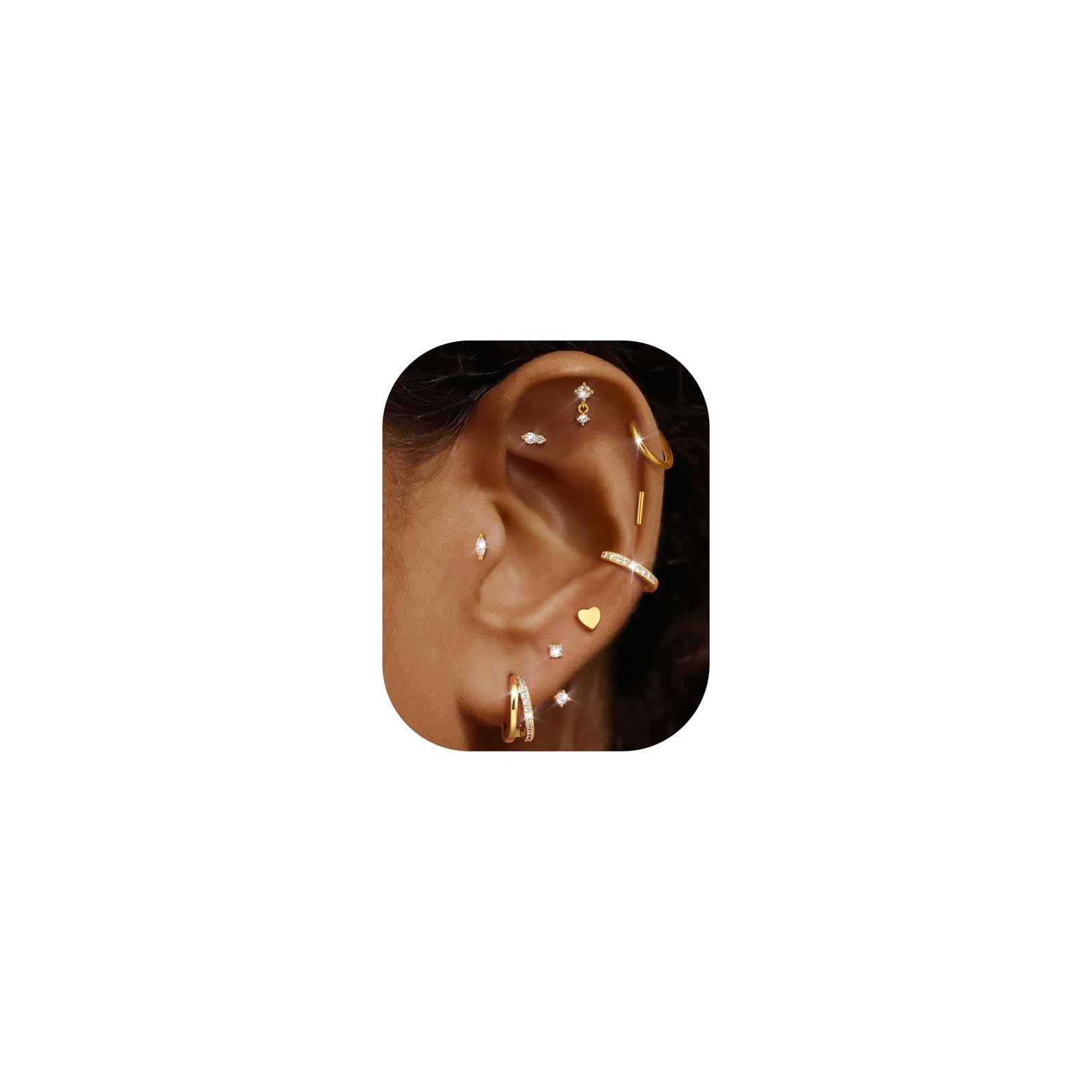 Dochais Gold Cartilage Earrings for Women Trendy 10 millimeters,