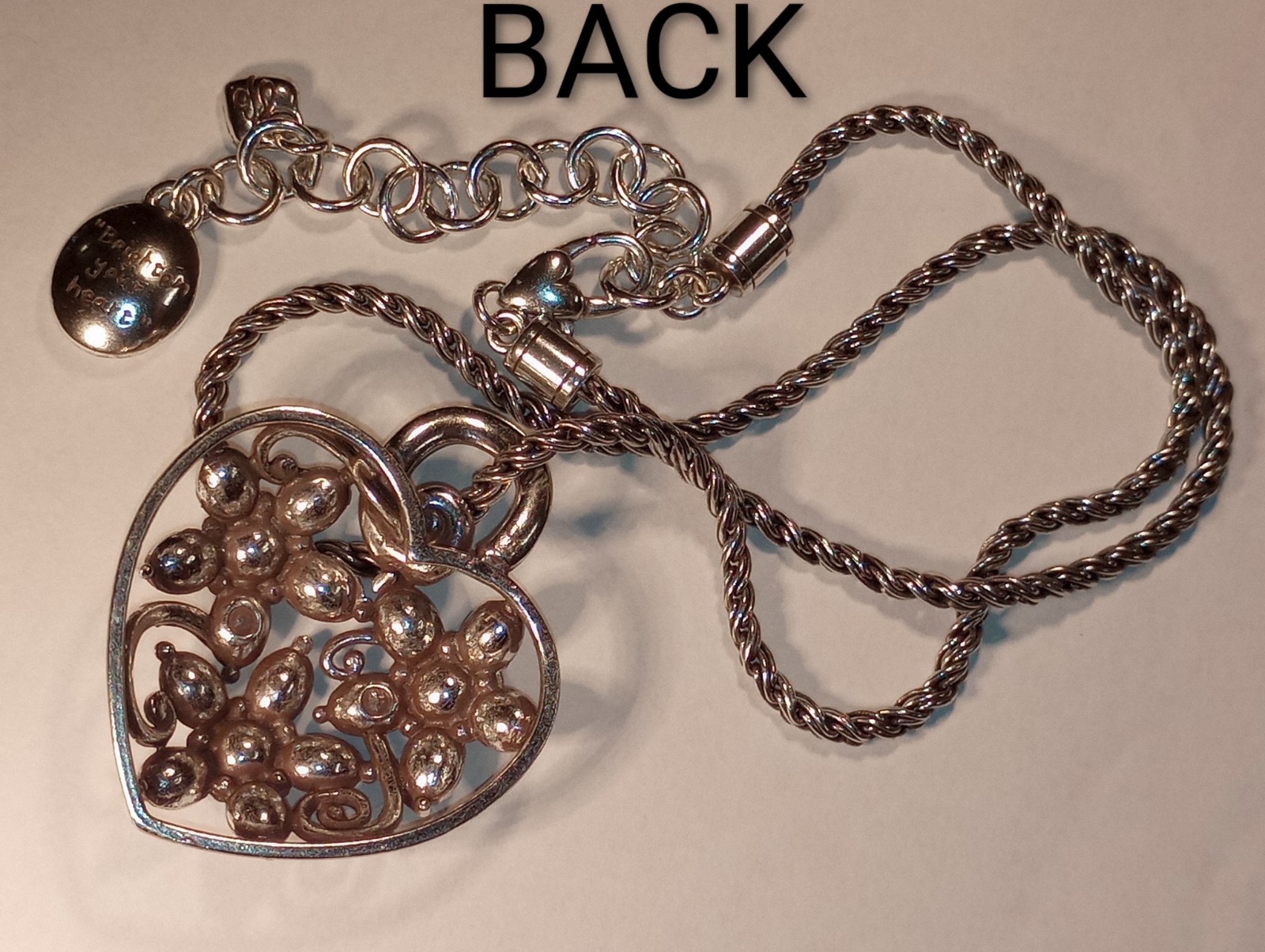 BRIGHTON Garden of Dreams Neutral Tones Crystal Heart Pendant Rope Necklace
