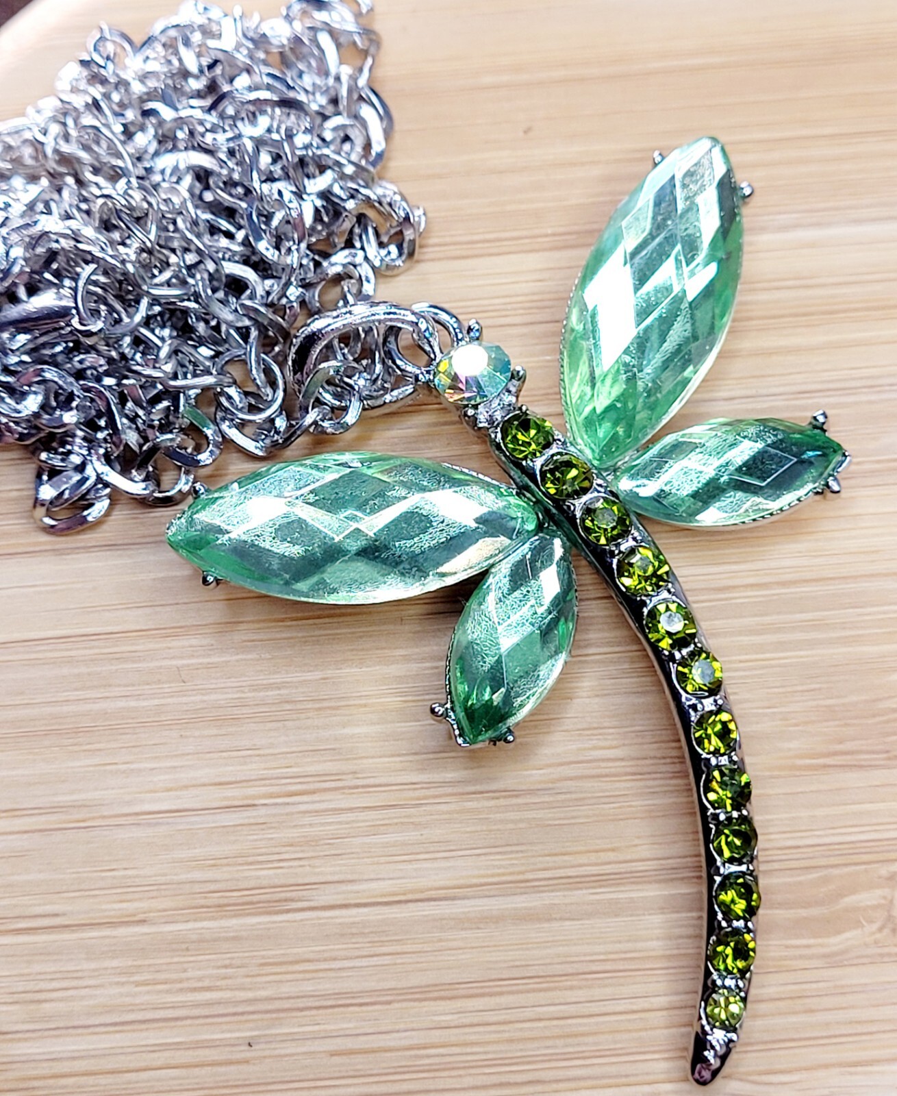 GREEN DRAGONFLY Pendant Vintage NECKLACE with Gift Bag BRAND NEW !