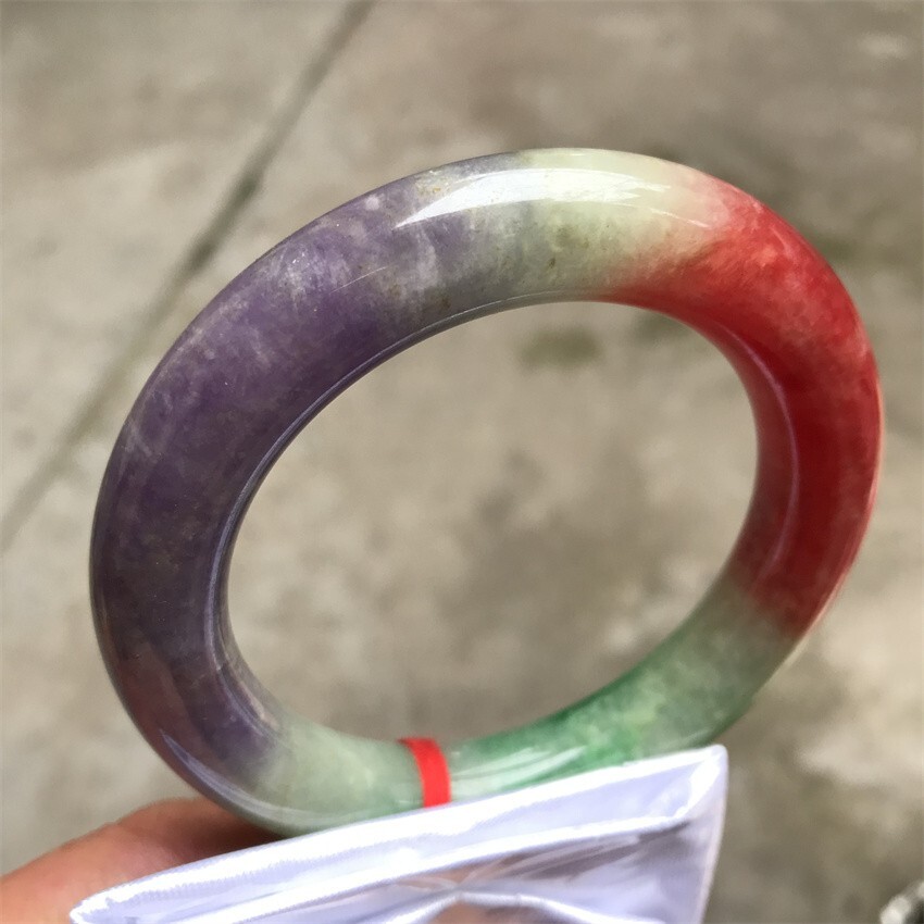 59MM Ancient Myanmar Natural Green Purple Red Jadeite Emerald Jade Bracelets