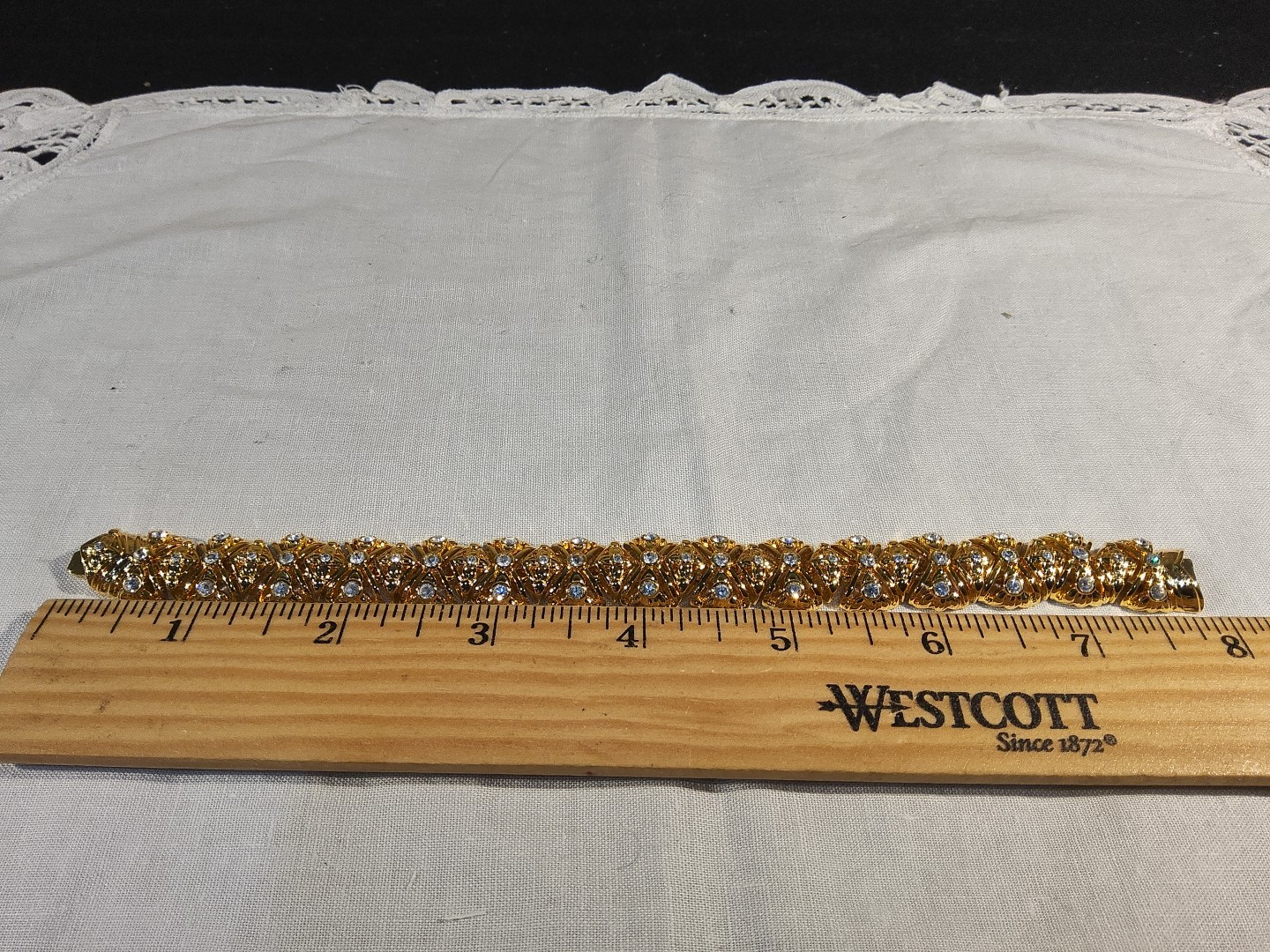 Nolan Miller Michigan Avenue Goldtone Clear Crystal Rhinestones Bracelet 8″