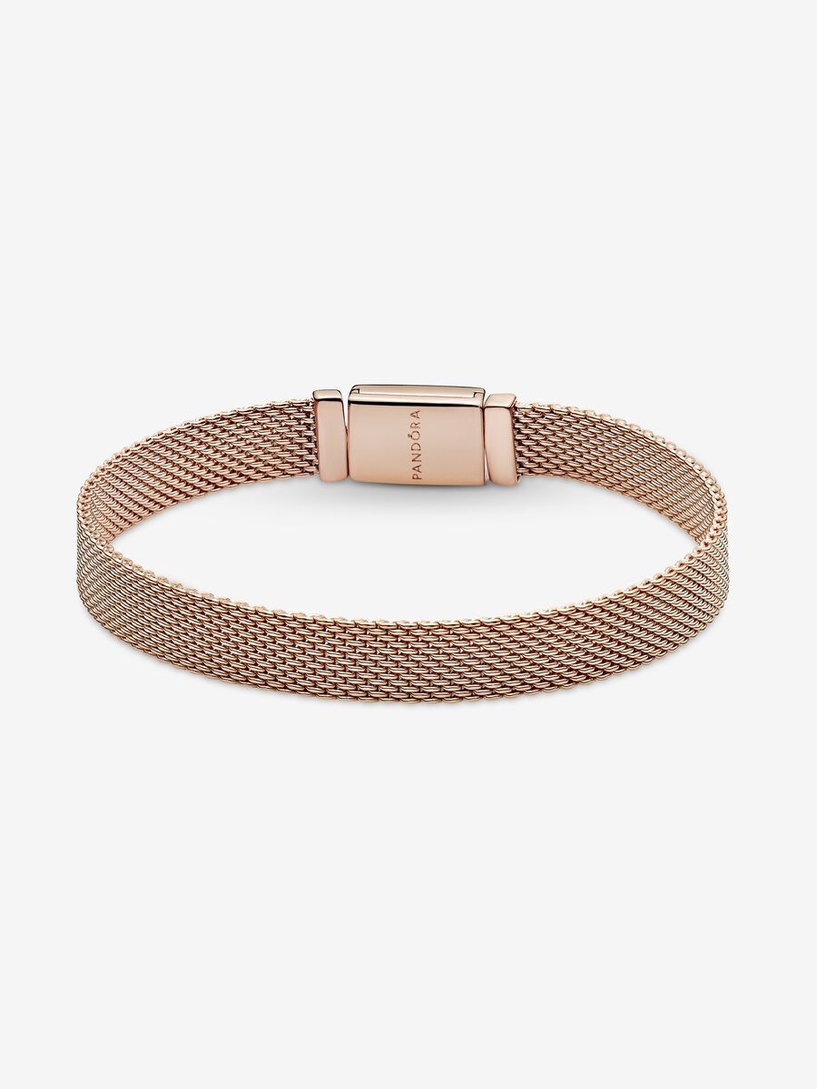 Pandora Reflexions Long Clasp Pavé Bracelet – 14K Rose Gold, 7.9in (20cm)