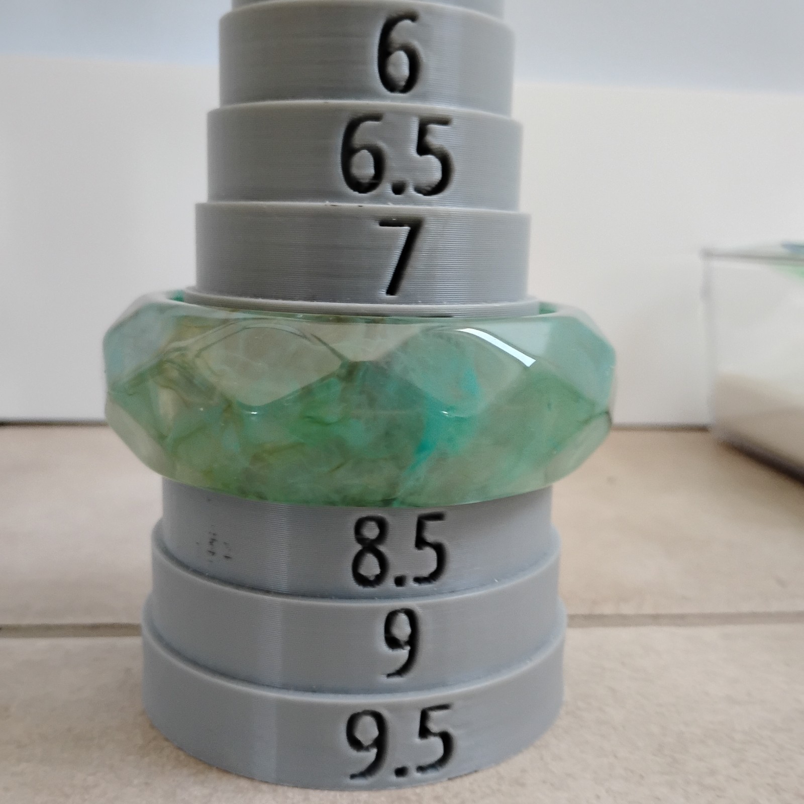 New Green Teal Translucent Clear Encased Flowers Bangle Bracelet Set Chunky Sz 8