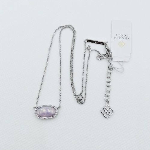 Kendra Scott Elisa Silver Pendant Necklace in Lilac Opal