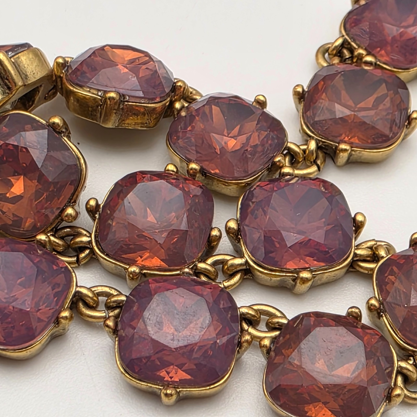 J.Crew Necklace Amber Swarovski Crystals Martha Gold Tone 19.5″ Rivière Style
