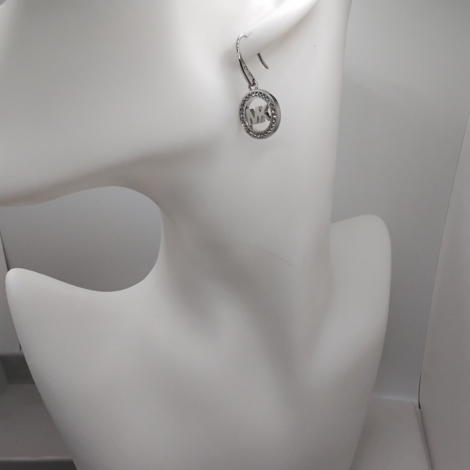 Michael Kors Pave Crystal MK Earrings New Without Tags