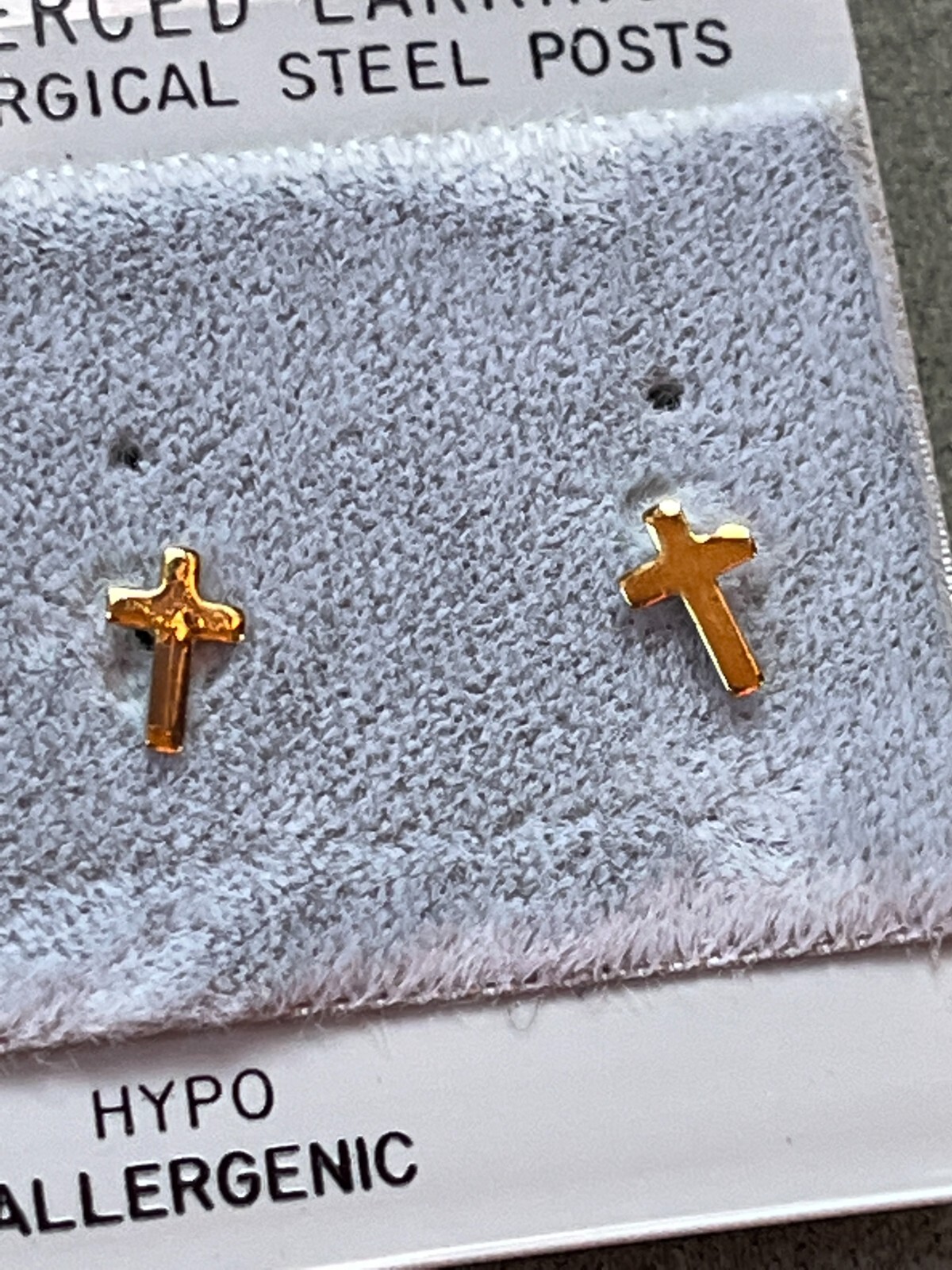 Vintage Dainty Simple Goldtone Religious Cross Post Earrings for Pierced Ears –