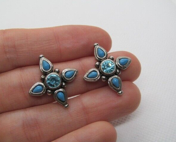 JS Jessica Simpson Fashion Turquoise & Blue Stunning Round & Pear Shiny Earrings