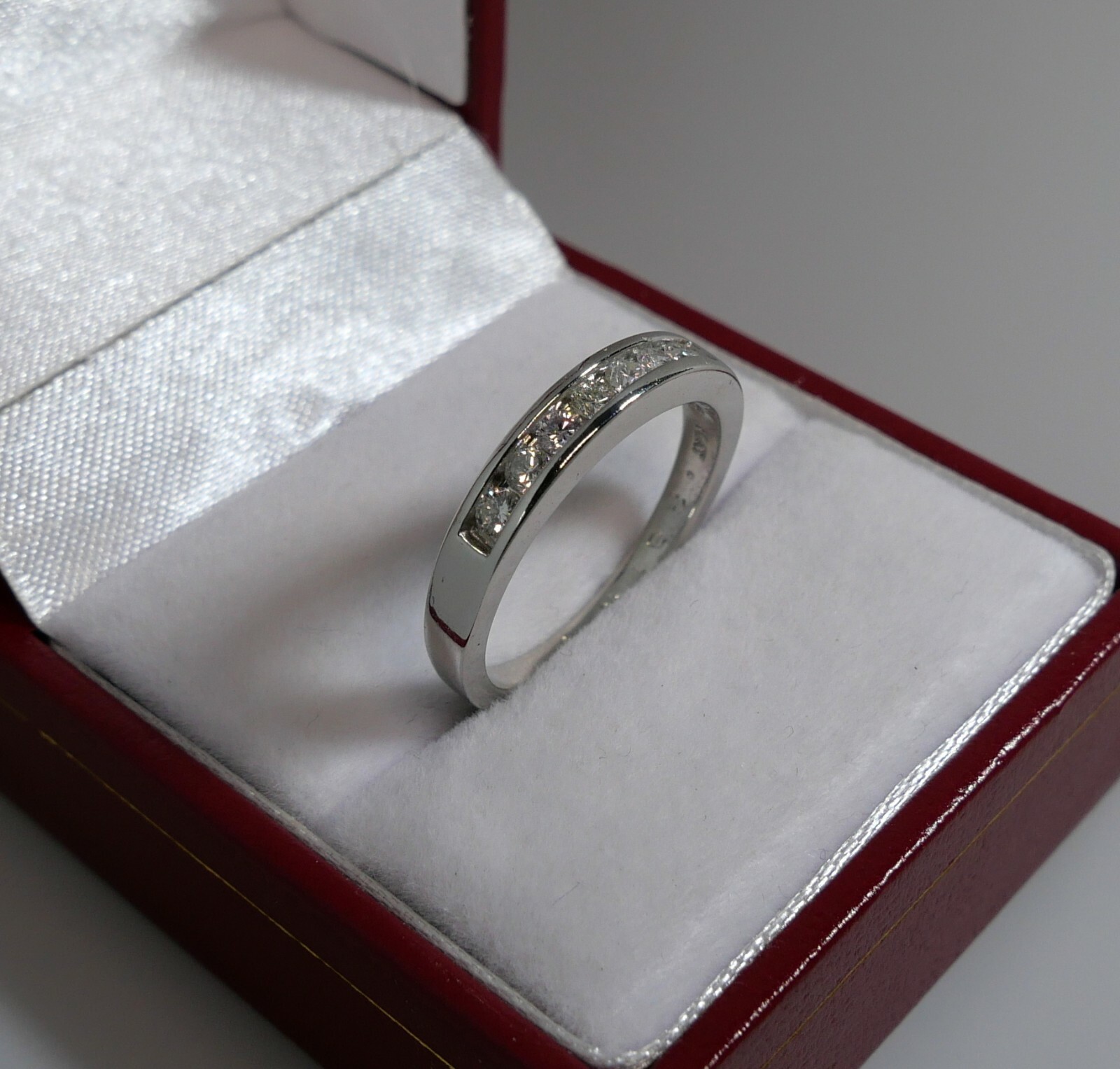PLATINUM CHANNEL SET 7 DIAMOND WEDDING BAND RING 0.28 TCW