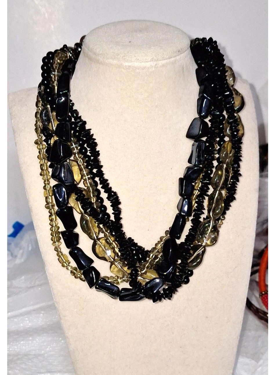 Women’s Chunky Layered Choker Necklace Beaded Cocktail Party Opulent Gift