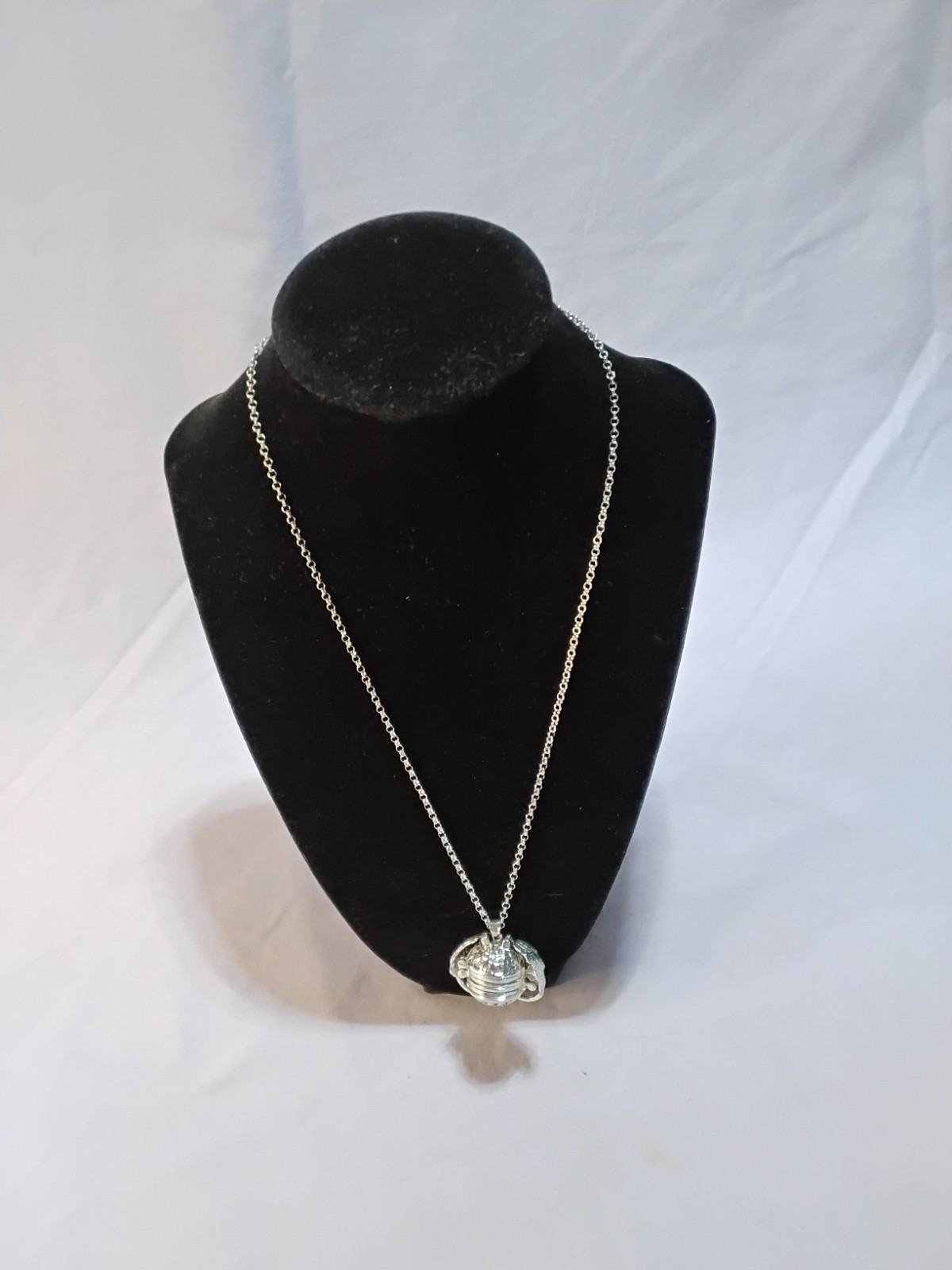 Convertible Sphere Locket Necklaces Silver & Rose Tone Folding Orb Pendants