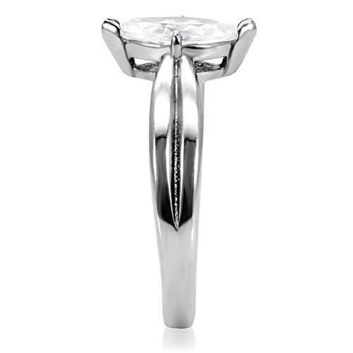 Women’s Ring, Clear CZ, Stainless Steel, Marquise Stone, Sparkling Ring, Elegant