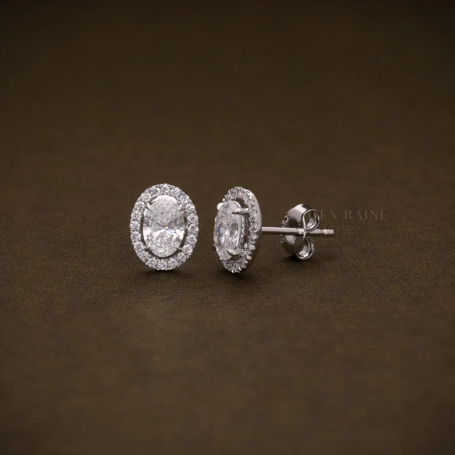 2.23Ct Oval Cut Simulated Diamond Women Halo Stud Earrings 14k White Gold Plated
