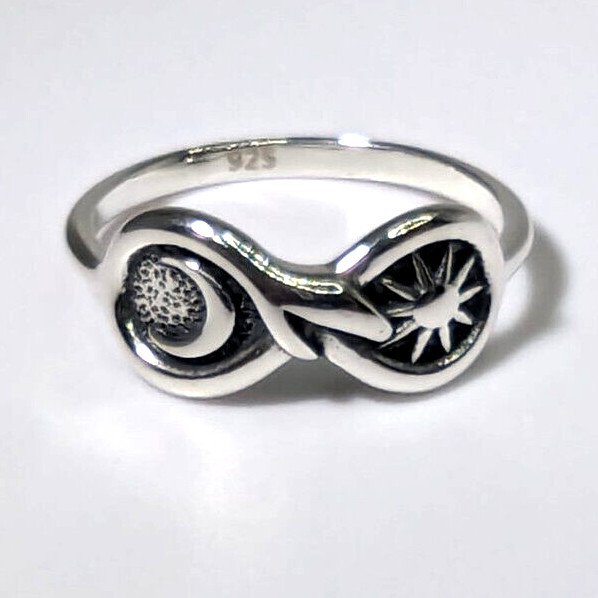 Infinity Snake Moon Sun 925 Sterling Silver Ring Available in Size 5 to 10 NEW