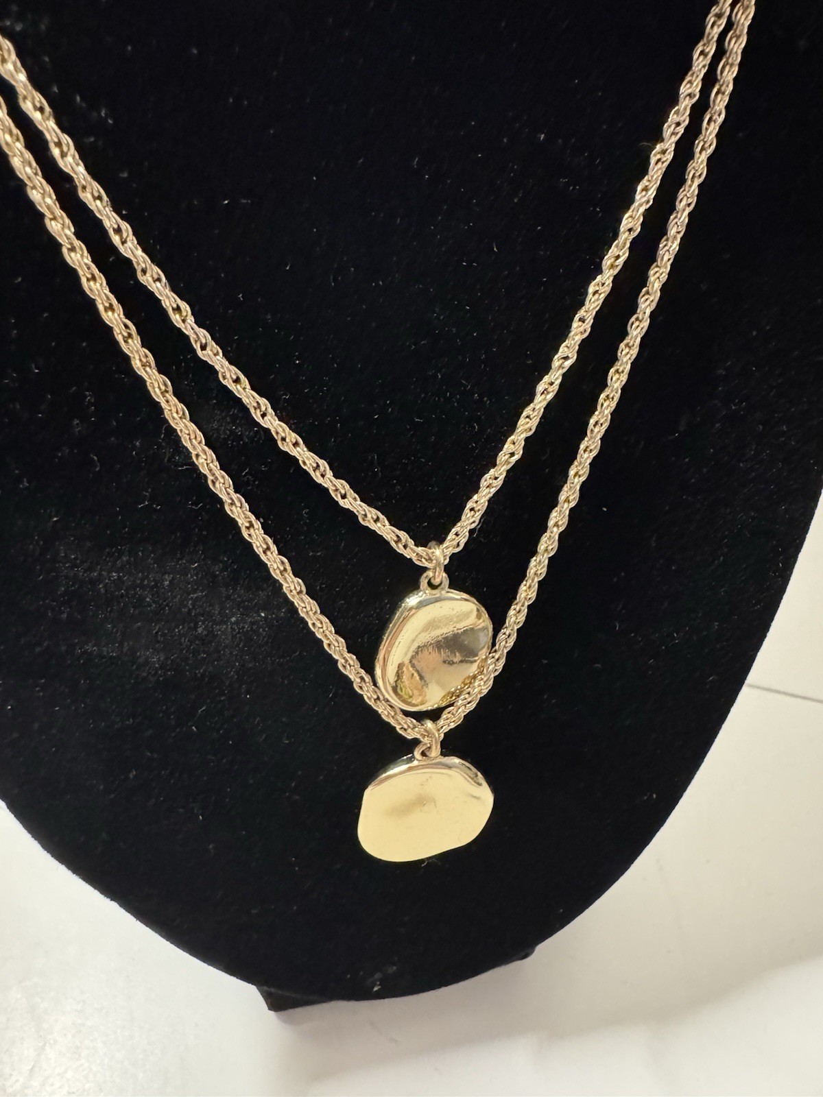Nordstrom Rack Gold Double Rope; 2 Round Pendants Necklace w/Matching Earrings