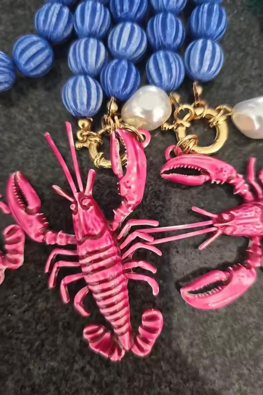 Bohemian Lobster Pendant Necklace Chunky Statement Retro Jewelry Women