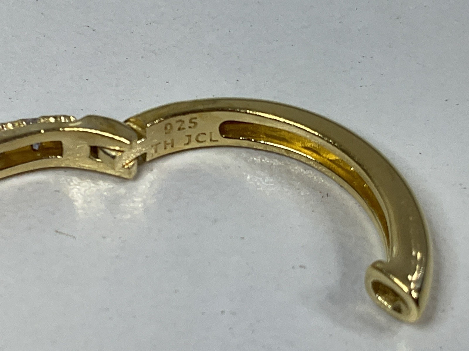 Sterling Silver Gold Plated CZ Accented Hoop Earrings 3/4 Inch Pretty!