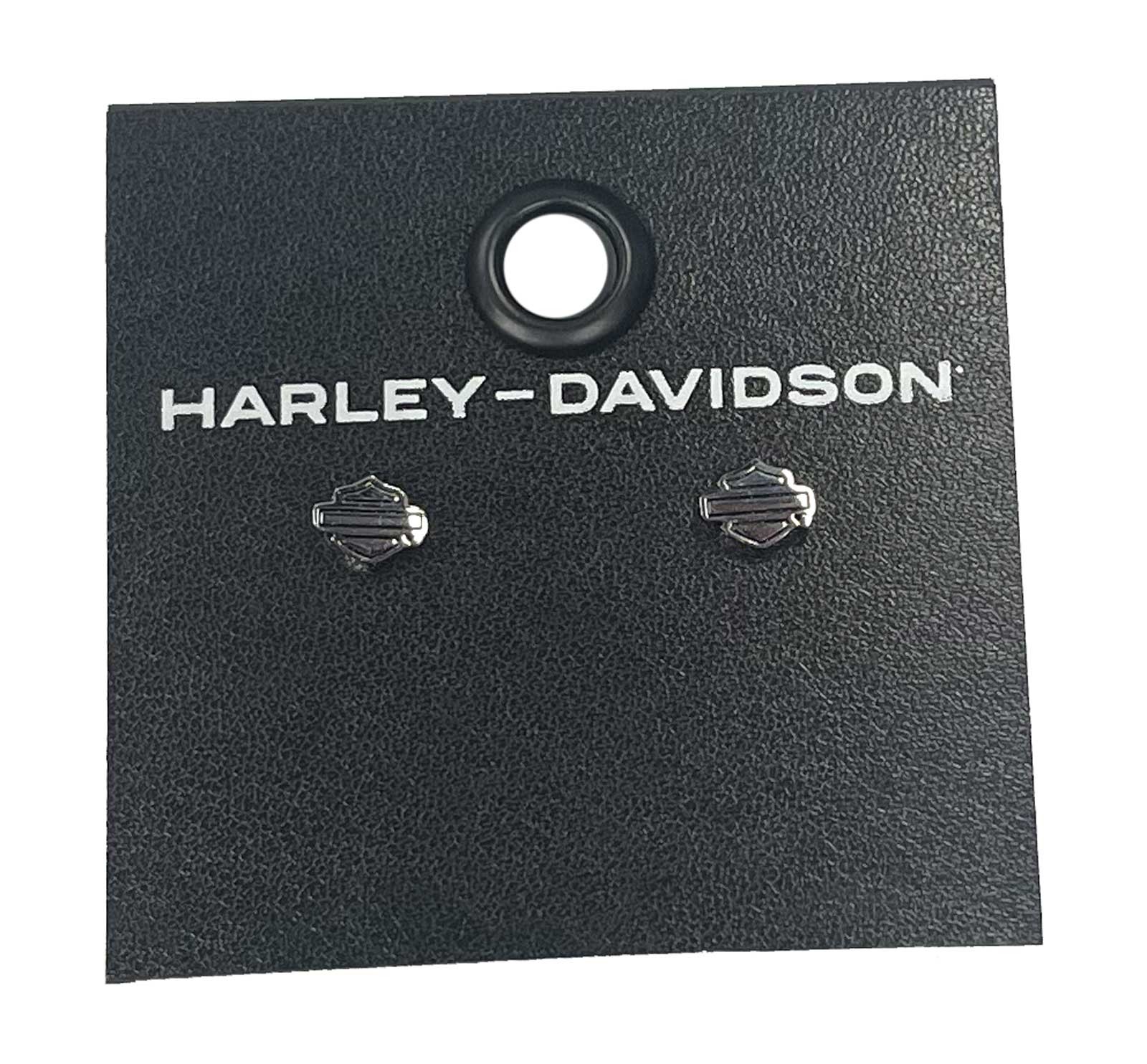 Harley-Davidson Women’s 6mm Bar & Shield Logo Stud Earrings, Stainless Steel
