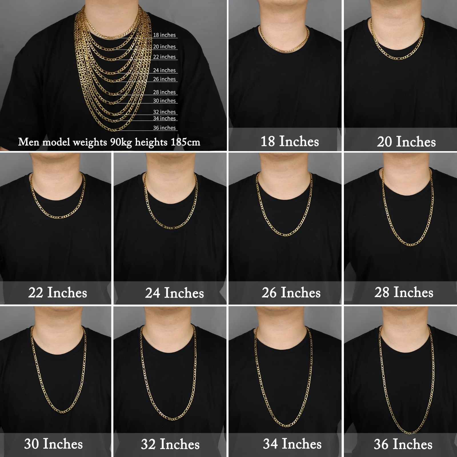 24K Gold Plated Figaro Chain Necklace for Men & Women – Stainless Steel Jewelry