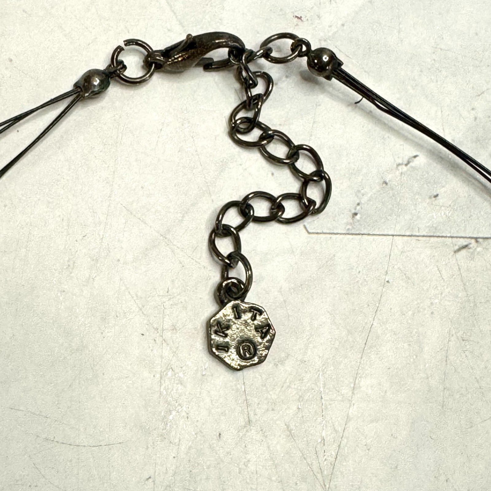 Ikita Glass Bead Necklace Two Strand Disc Stations Black Tone Metal Colorful