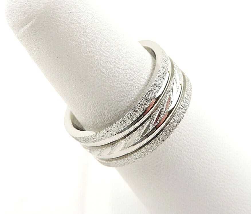 Stainless Steel Textured 8 mm Comfort Fit Band Ring – Free Gift Packaging