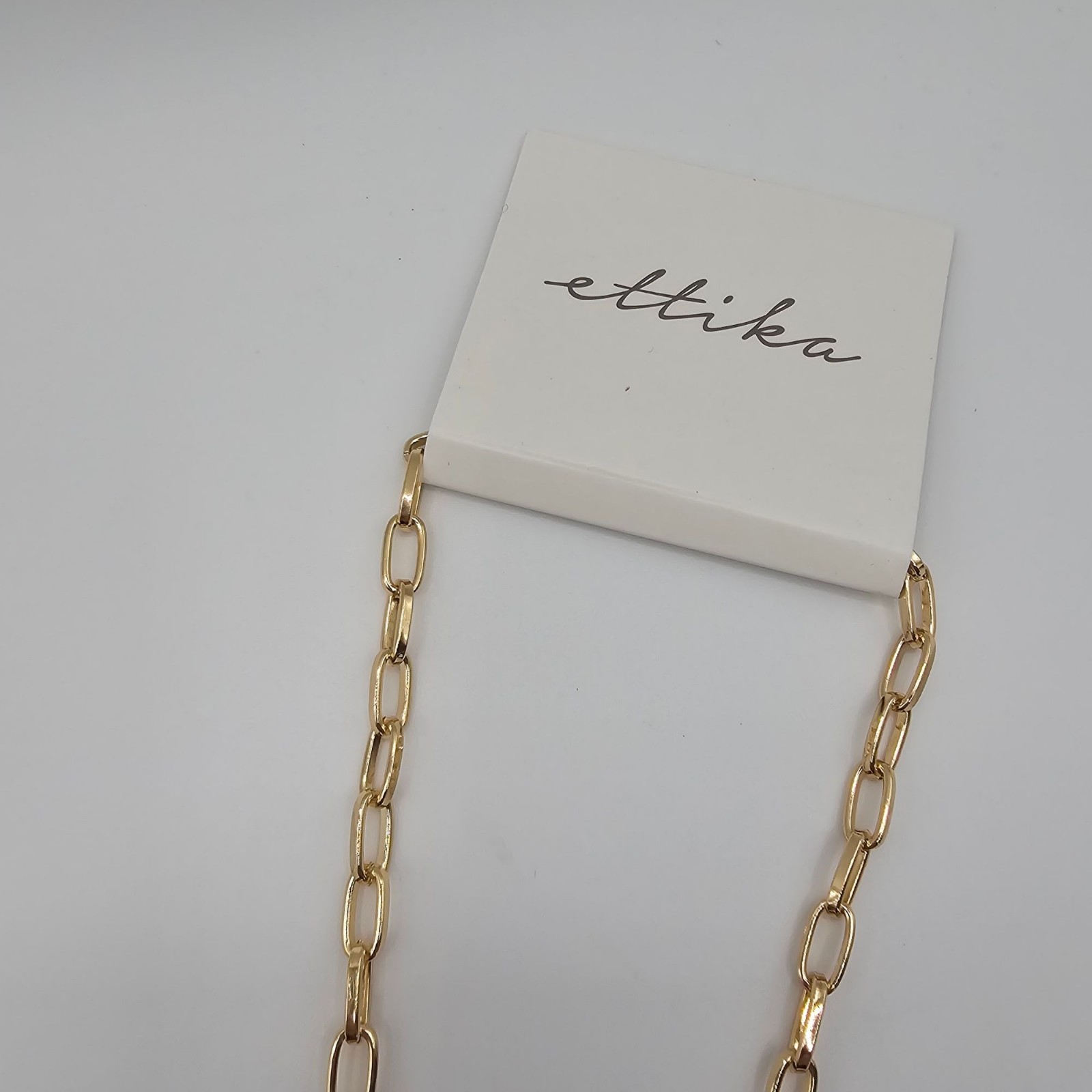 Ettika 18K Gold Plated Modern Baroque Statement Faux Pearl Trendy Chain Necklace