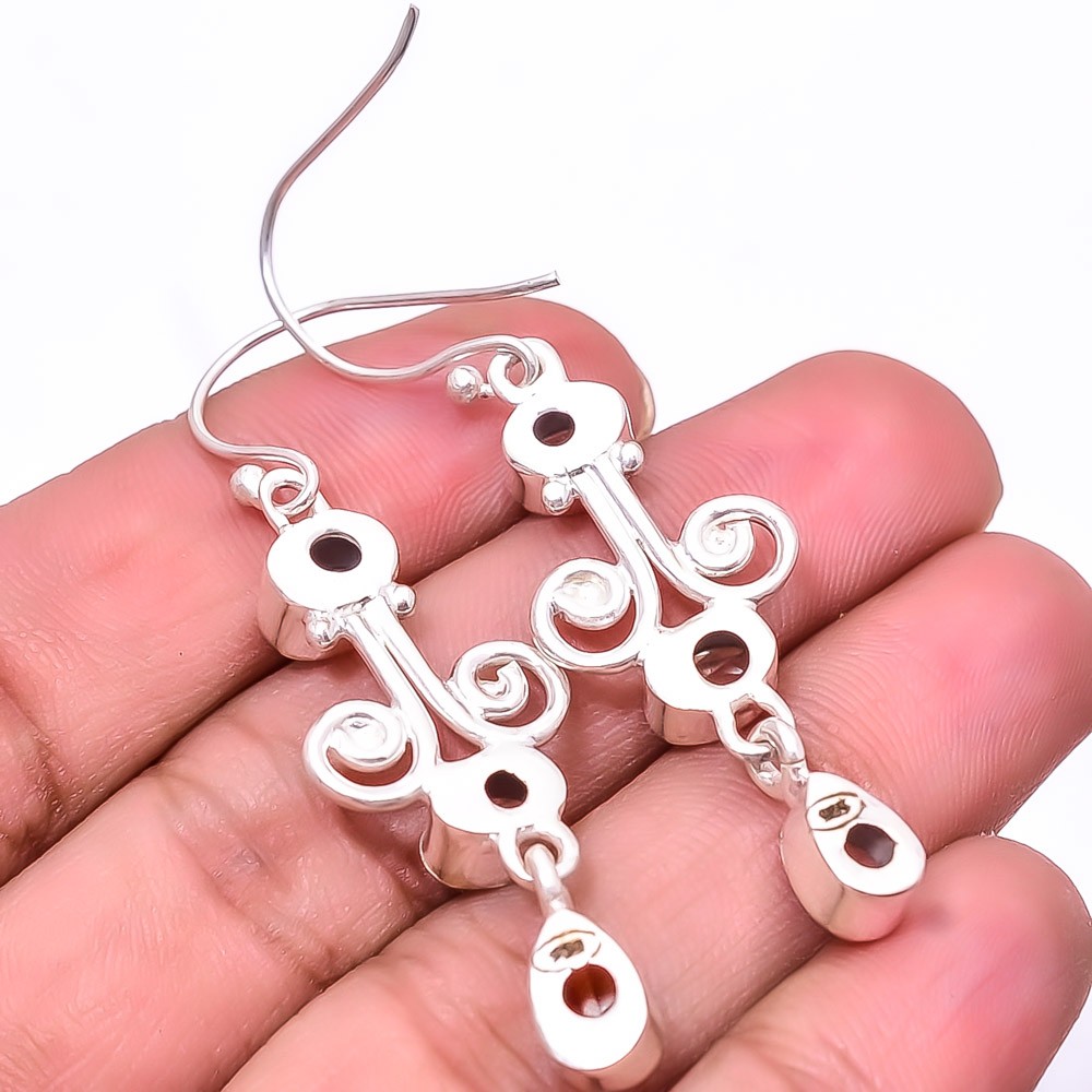 White Topaz Multi Collet 925 Sterling Silver Earring 2.15″ E2, Christmas Gift