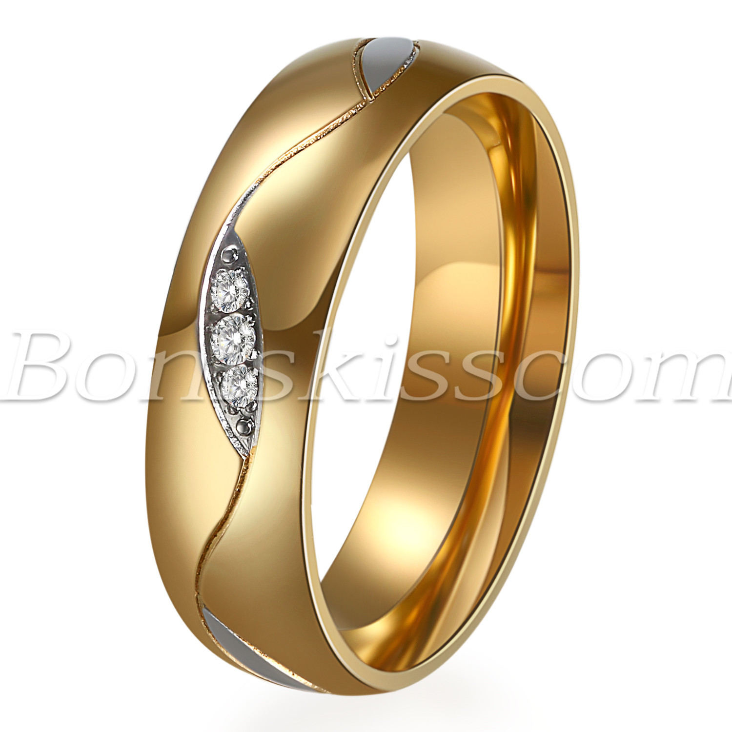 Couples Men’s Women’s Classic Gold Stainless Steel Ring Comfort Fit Wedding Band