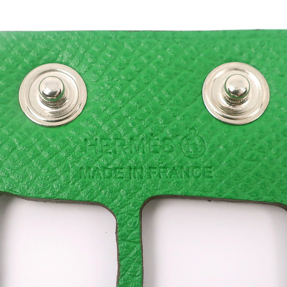 HERMES Bangle Bracelet petit ache ecaille Green/SilverHardware Togo 11g Women