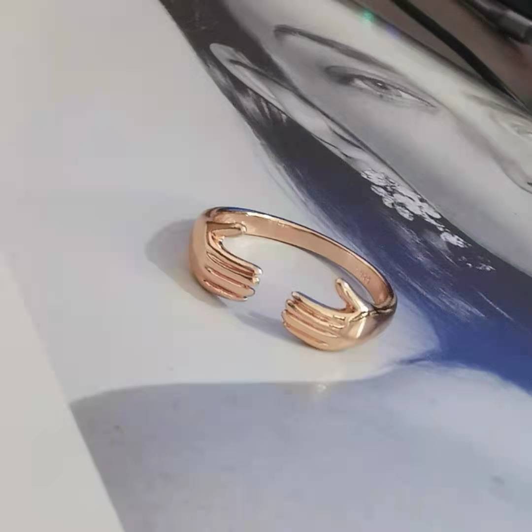 Two Hands Embrace Joint Ring Love’s Two Hands Embrace Ring Jewelry Opening Women