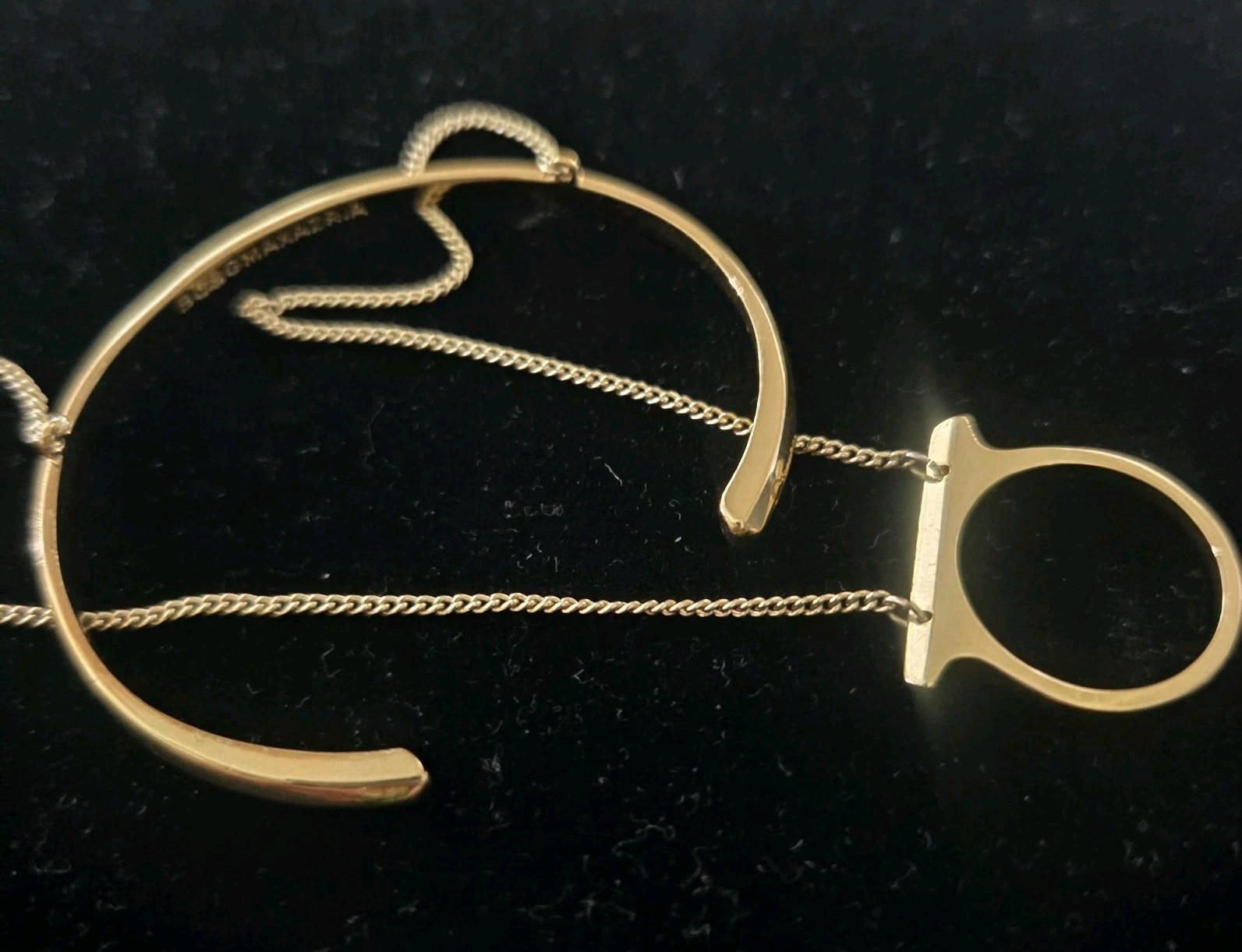 BCBG MaxAzria Gold Hand Chain Bracelet Ring Harness Slave Bracelet Adjustable