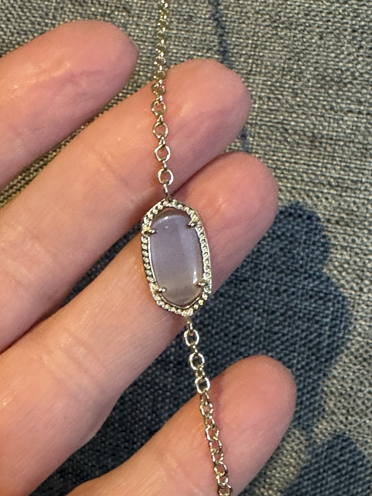 Kendra Scott Kellie long station necklace Gold With Gray Slate Cat Eye Stones