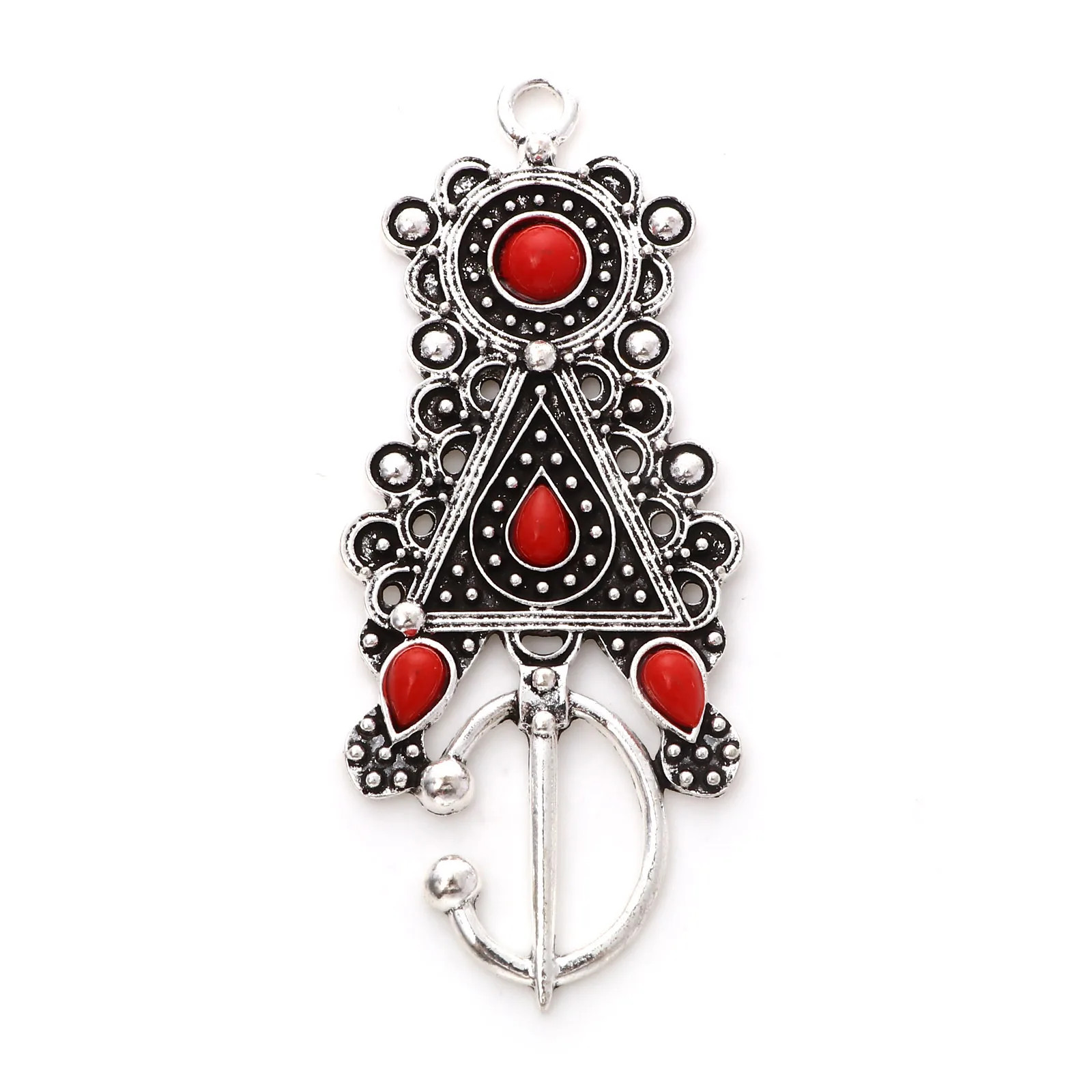 2PCs Bohemian Ethnic Pendants Antique Color Multicolor Enamel Flower Roun