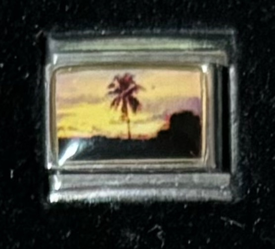 Palm Tree Sunset Wholesale Italian Charm Enamel Link 9MM K2016-3