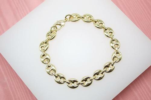 18K Gold Filled 10mm Puffed Anchor Mariner Link 20″Chain Necklace, Unisex, Layer