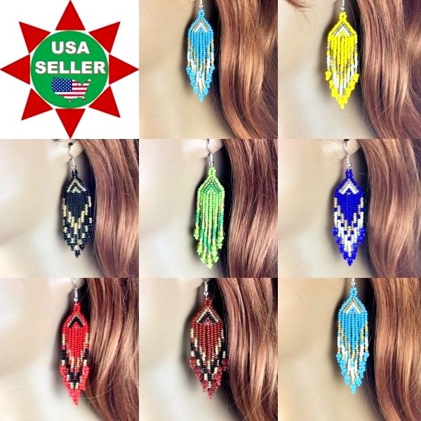 NEW HANDMADE BEADED FASHION MULTI-COLOR DROP/DANGLE HOOK EARRINGS NICKLE FREE