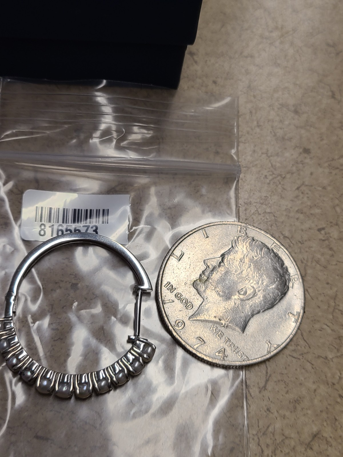 D’Joy Freshwater Pearl Orbit Hoop Earrings in Rhodium Over Sterling Silver