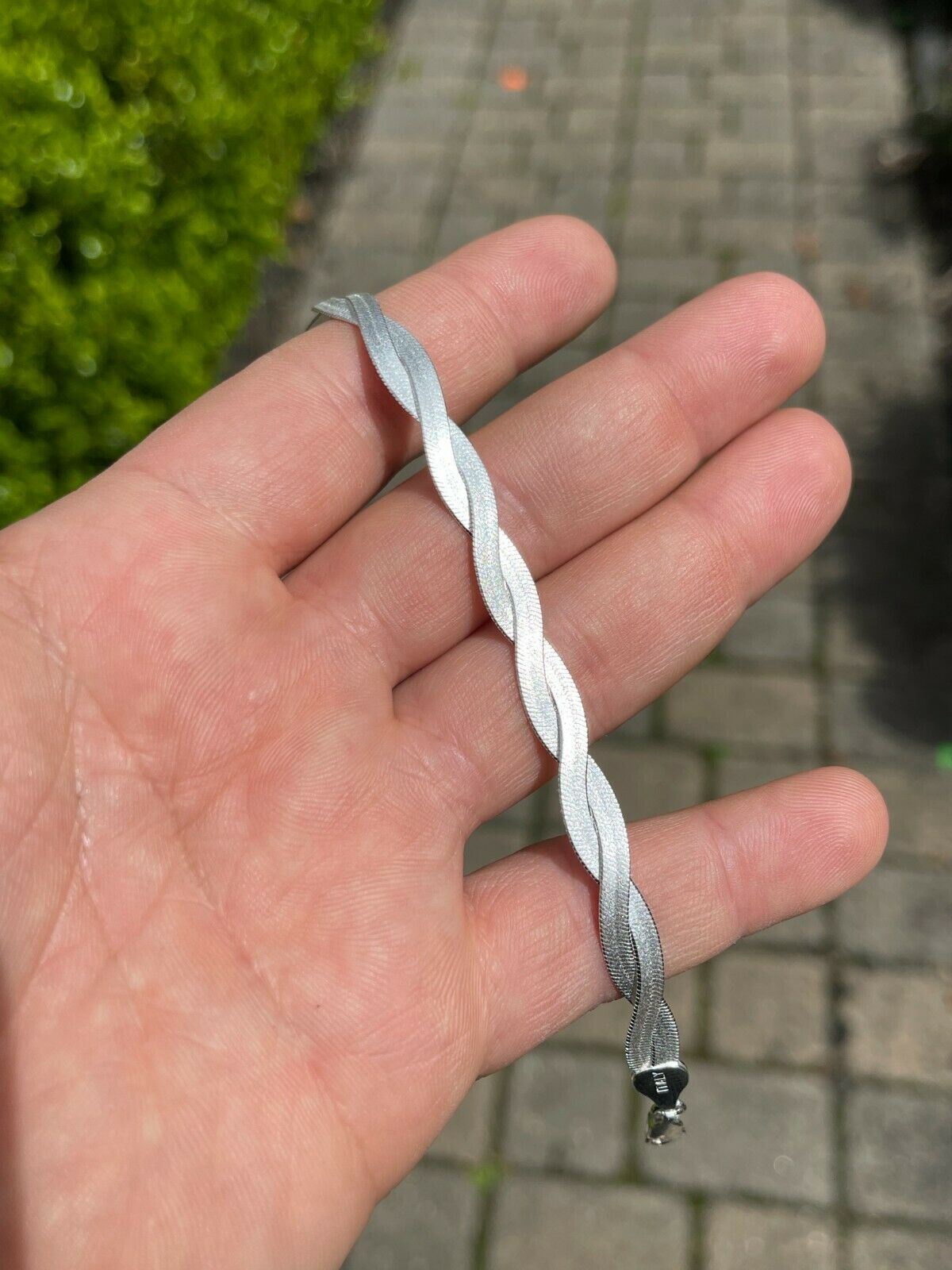 7mm Thick Solid 925 Silver Twisted Braided Herringbone Chain Necklace 16″ – 20″