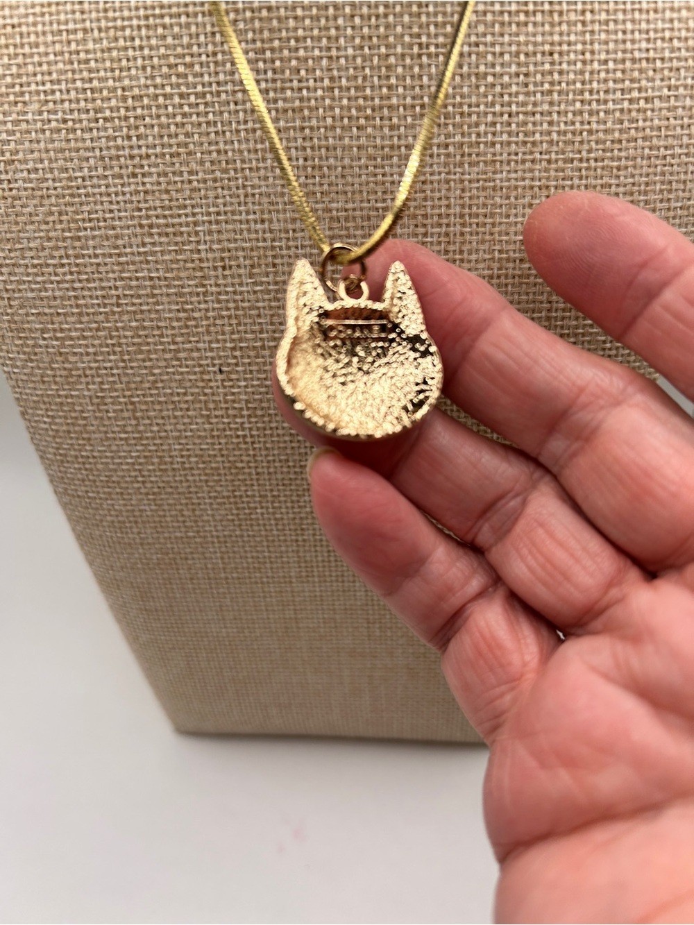 Chanel gold and black enamel Cat Pendant Necklace on gold chain